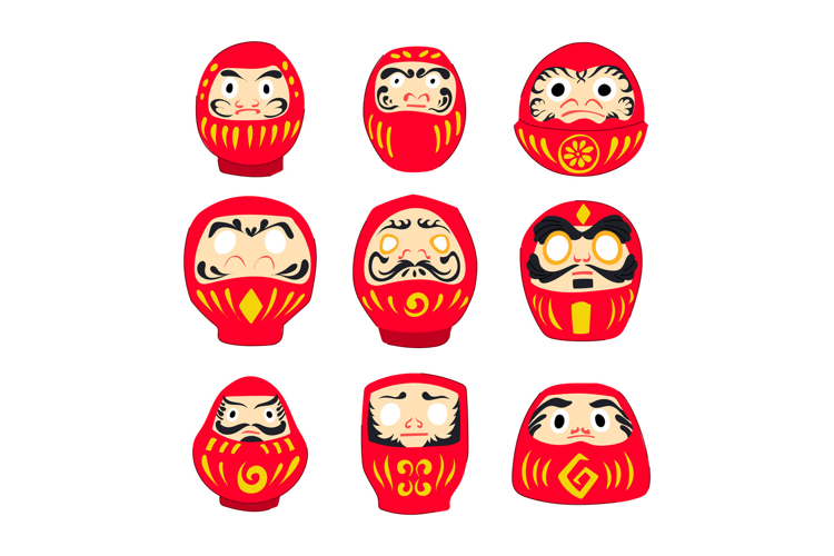 Japanese daruma dolls expressing tradition and good fortune