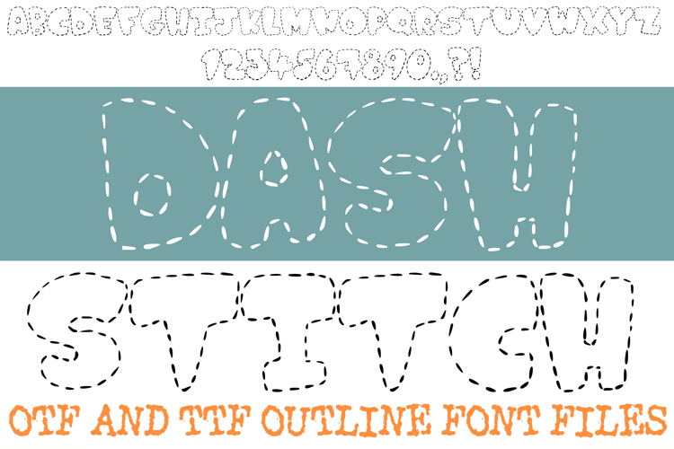 Dash Stitch Alphabet Lettering Font Embroidery ABC OTF