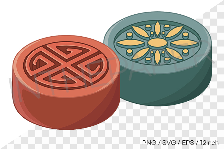 Traditional patterned dasig tea food PNG SVG Korean snack