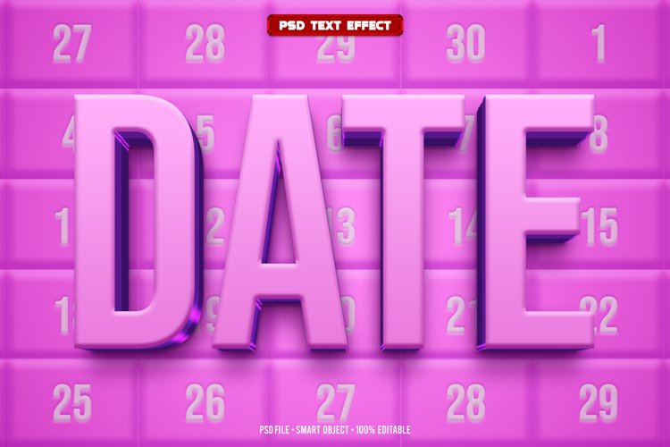 Date 3D editable text effect example image 1