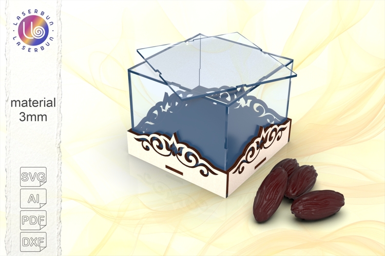 Gift Box Laser Cut Pattern Square Design for Sweets Dates