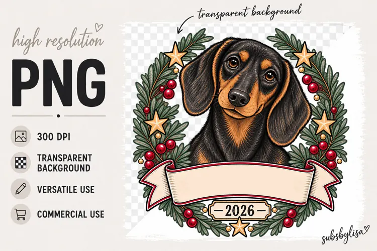 Dog Christmas Ornament, Dauchound png, Dog Png, Ornament