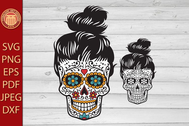 Day of Dead Woman Skull - eps, jpg, dxf, svg, pdf, png files