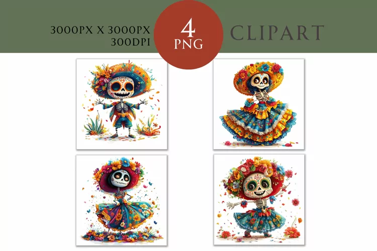 Day of the Dead Clipart Watercolor PNG