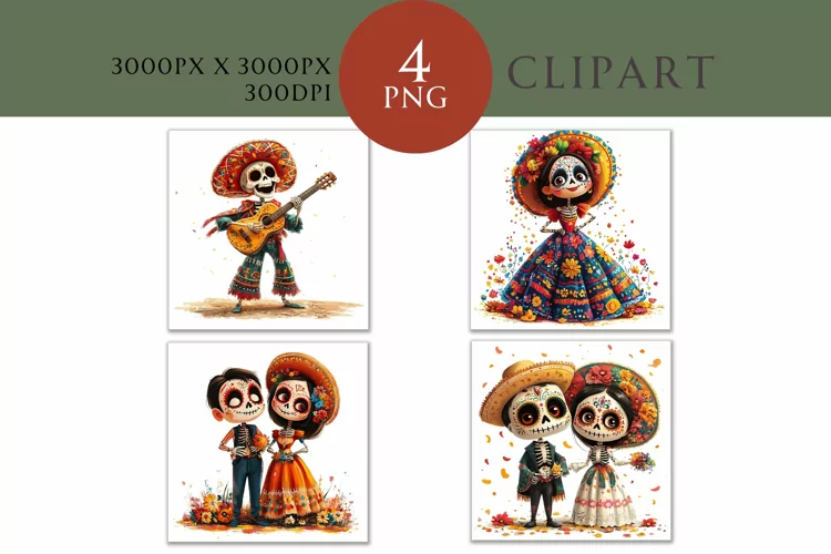 Day of the Dead Clipart Watercolor PNG