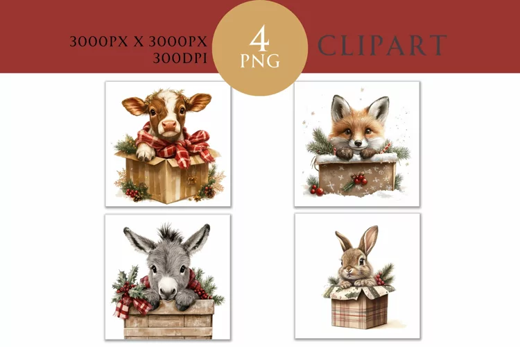 Christmas Watercolor Clipart PNG