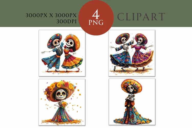 Day of the Dead Clipart Watercolor PNG