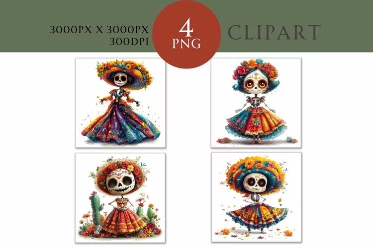 Day of the Dead Clipart Watercolor PNG