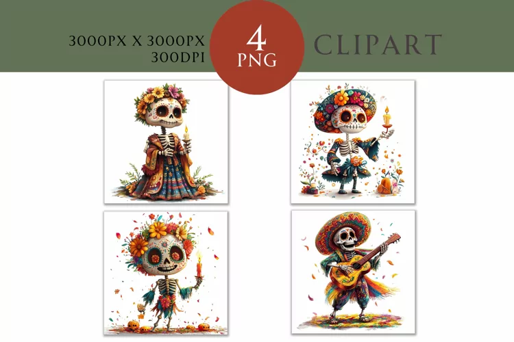 Day of the Dead Clipart Watercolor PNG