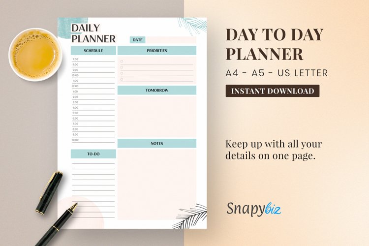 2022 Day Printable Planner | A4 And A5 | US Letter Size example image 1