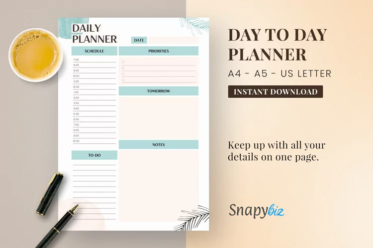 2022 Day Printable Planner | A4 And A5 | US Letter Size