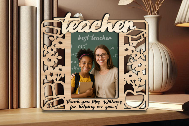 Cherry Blossom SVG Teacher Photo Frame Student School Laser
