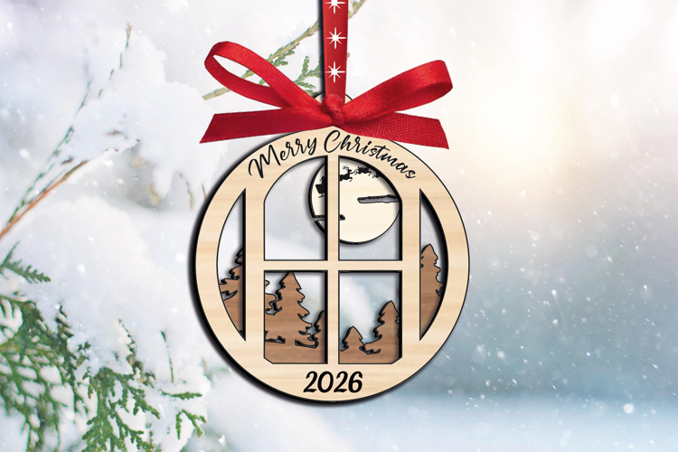 Merry Christmas Tree Ornament House Warming SVG Laser Decor