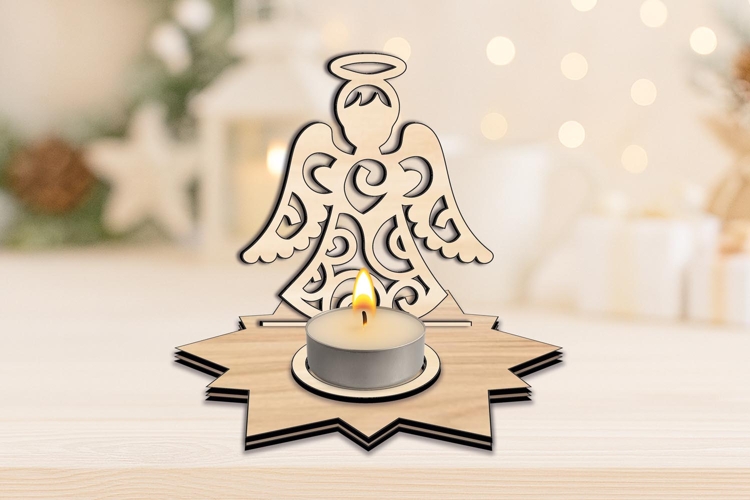 Holy Angel SVG Laser Candle Holder Christmas Holiday Present
