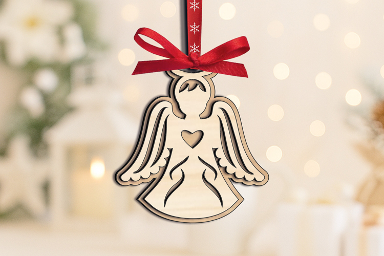 Laser SVG Angel Christmas Holy Tree Ornament Holiday Present