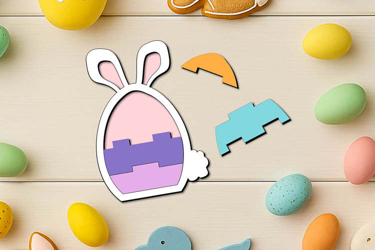 Lego Style Laser SVG Bunny Easter Puzzle Kid Child Game Gift
