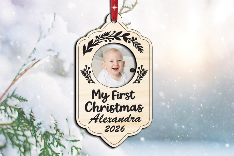 My First Christmas Tree Toy Baby Photo Ornament SVG Laser