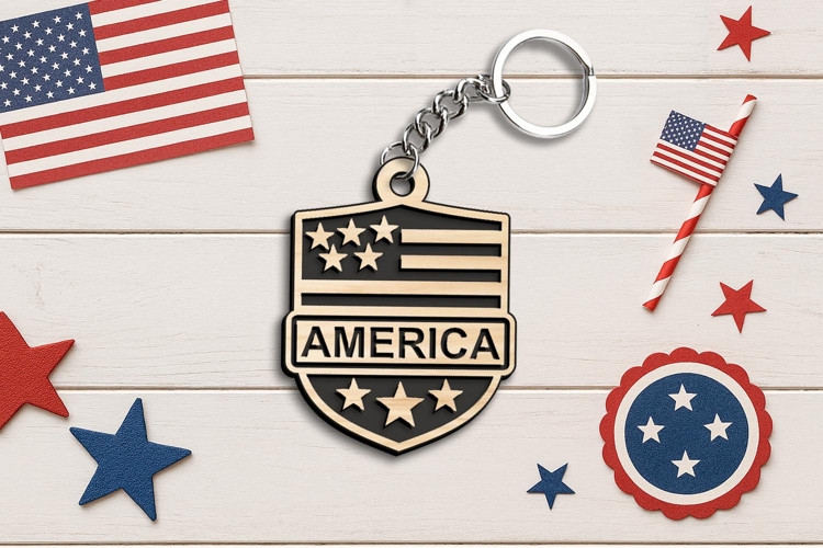 Proud American USA Keychain SVG Laser 4th July Independence