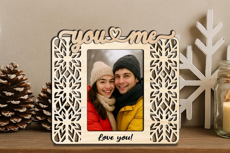 Snowflake You Me SVG Frame Photo Love Romantic Christmas