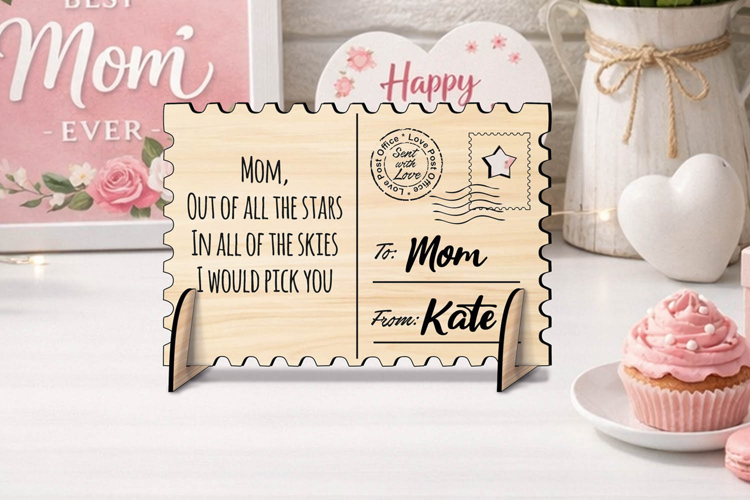 Stamped Post Card Mothers Day SVG Present Laser Happy Gift