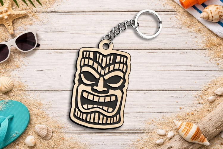 Summer Tiki Mask Keychain gift Laser SVG Present Digital
