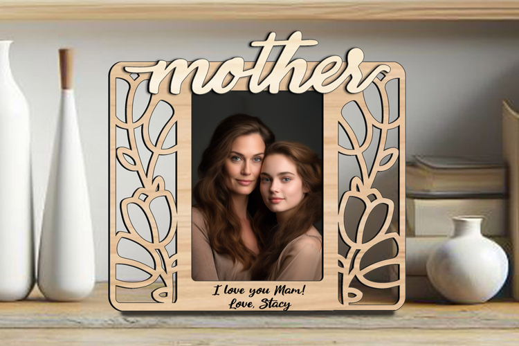 SVG Mother Tulip Frame Photo Daughter Picture Laser Gift
