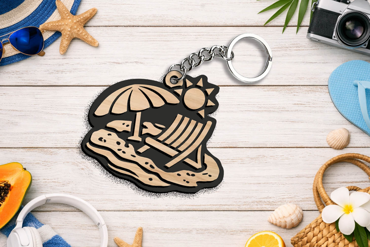 SVG Umbrella Summer Beach Keychain Gift Laser Gift Present