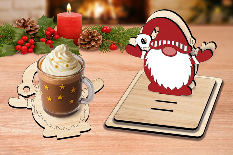 Gnome Laser Christmas Coaster SVG Holiday Present Decoration