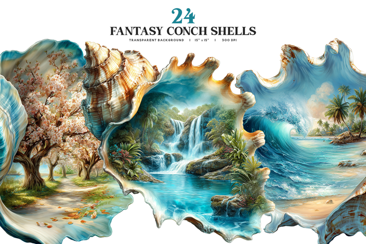 Fantasy Conch Shell Landscape PNG Clipart
