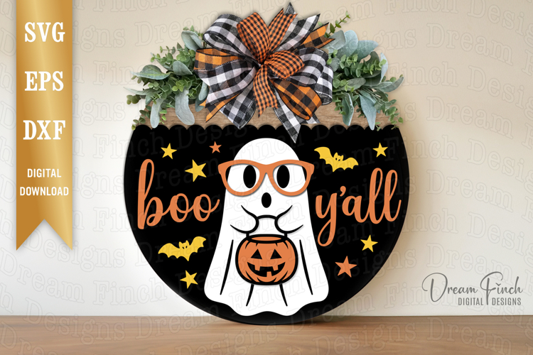 Ghost with Glasses SVG DXF EPS Cut Files for Door Hanger