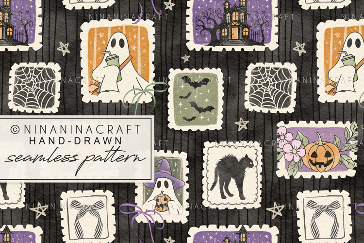 Halloween Seamless Pattern by NinaNinaCraft, Stamps Pattern