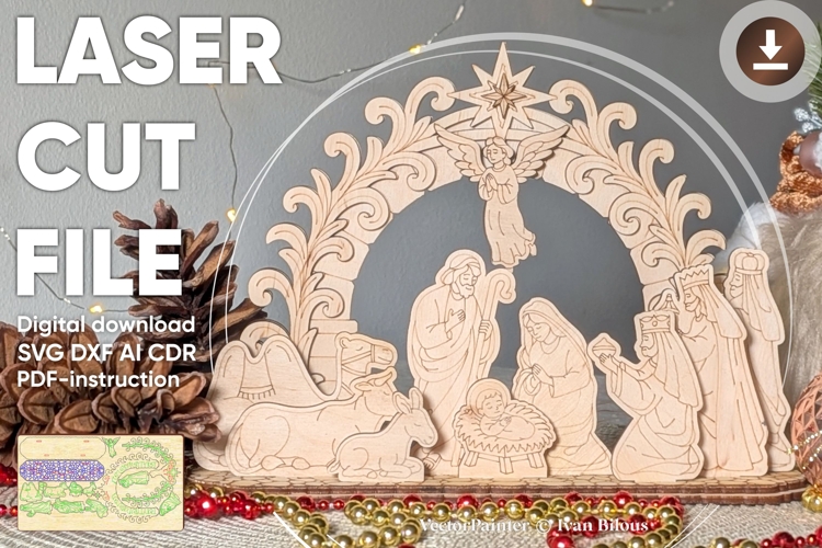 Christmas Nativity Scene Laser Cut File, SVG plan