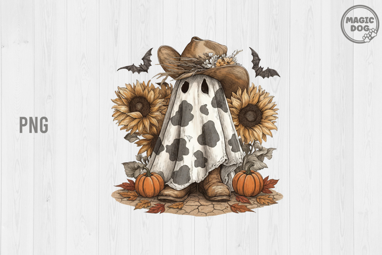 Cow Print Ghost|Western Halloween Cowboy|Sunflower Fall