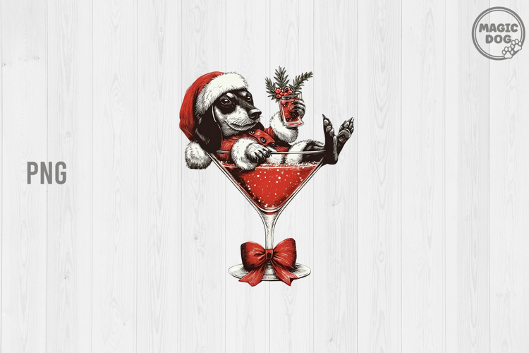 Christmas Dachshund Cocktail Funny Santa Wiener Dog PNG