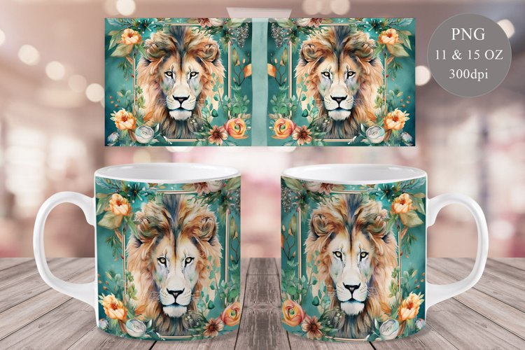 Watercolor Lion Mug Sublimation 11oz & 15oz example image 1