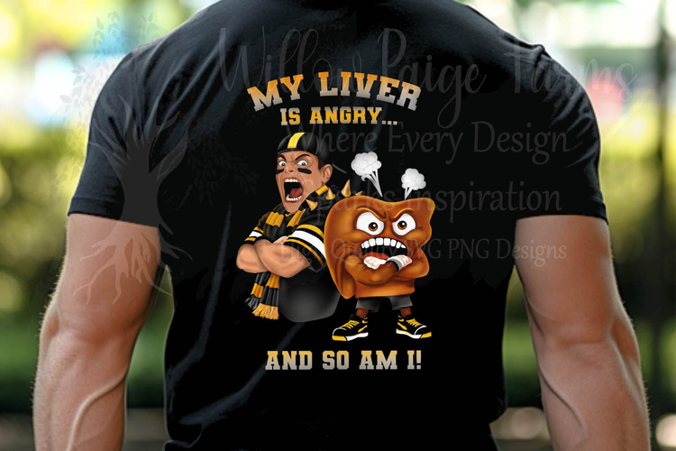 Funny Football Fan drinking Shirt black and gold png