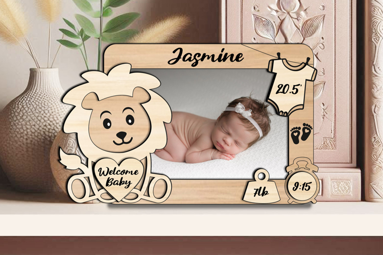 Lion Leo SVG Laser Baby Photo Newborn Frame Home Decor Sign
