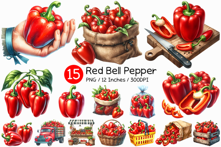 Red Bell Pepper | Watercolor Vegetable Paprika Chili PNG