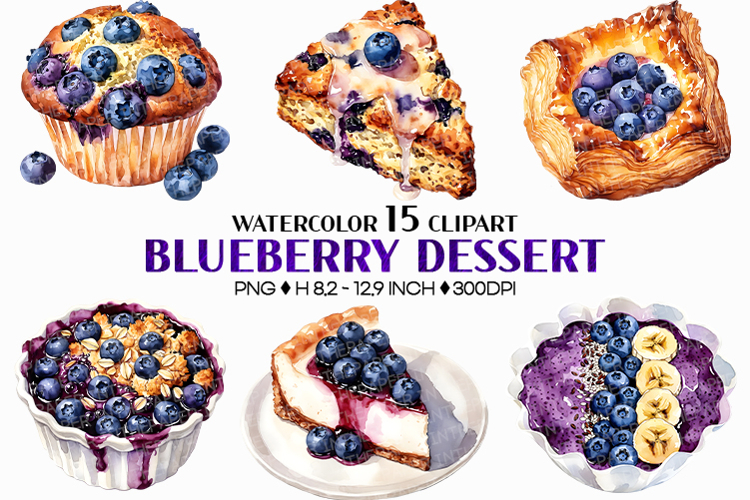 Blueberry Desserts PNG | Watercolor Clipart Cup cake Cheese