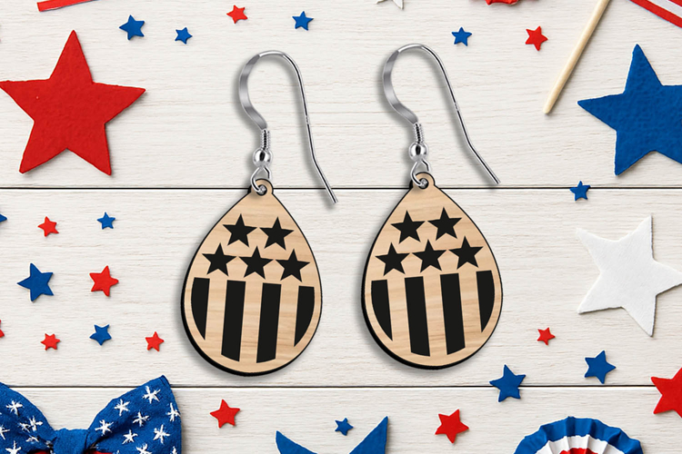 4th July Earrings Laser SVG Independence Day Patriotic Gift