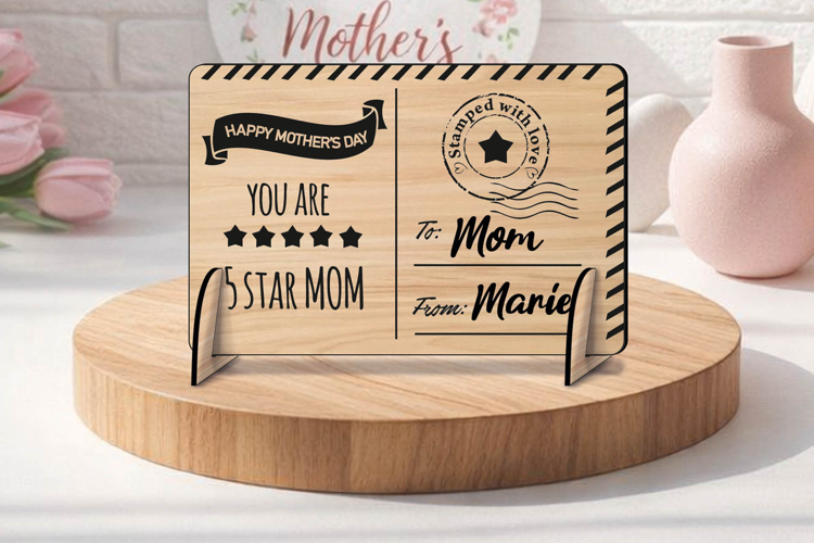 5 Stars Mom Happy Mothers Day SVG Post Card Present Laser