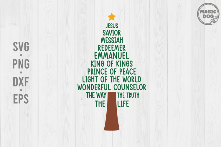 esus Names Christmas Tree|Christian Religious Holiday SVG