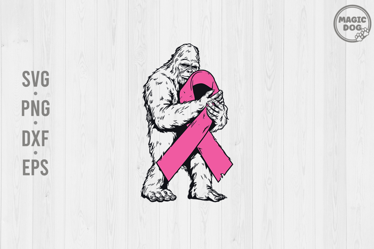Bigfoot Breast Cancer Awareness|Sasquatch Pink Ribbon PNG