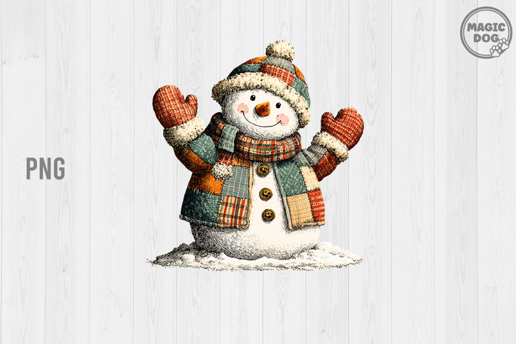 Watercolor Snowman|Christmas Holiday Cozy Winter Patchwork