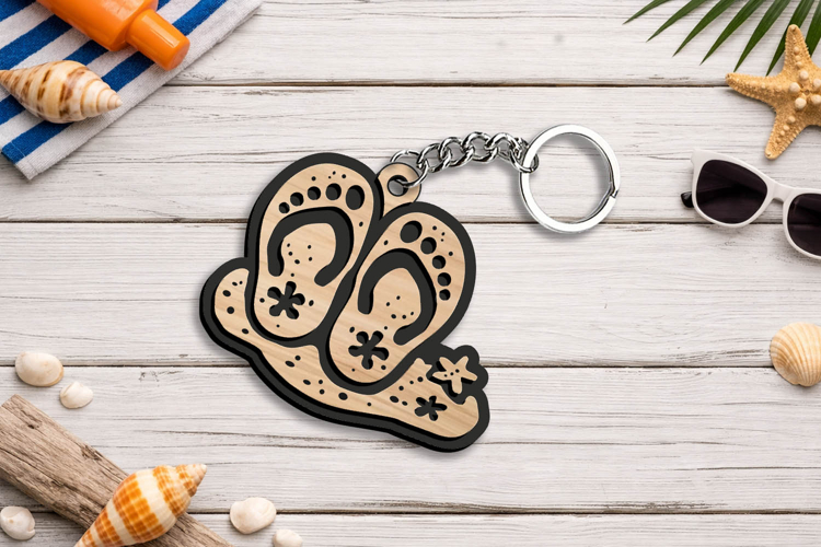 SVG Flip-Flops Beach Keychain Gift Summer Laser Present