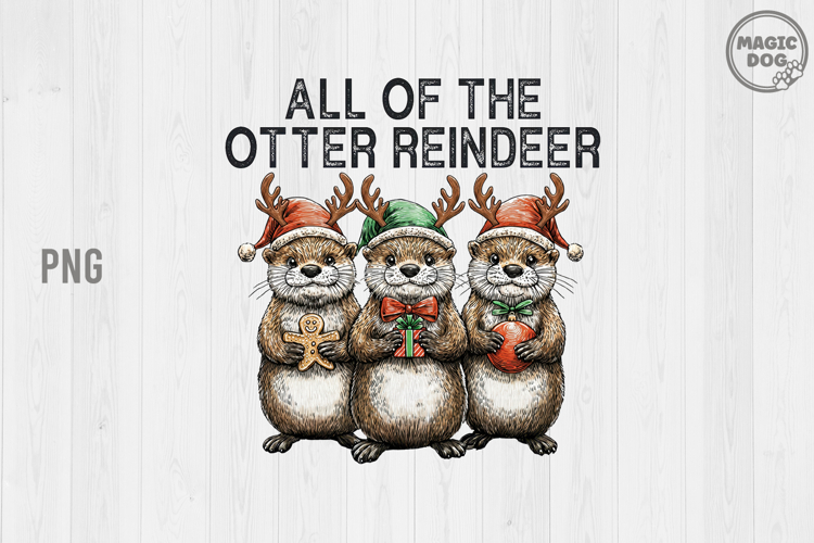All of the Otter Reindeer|Otter Christmas|Animal Holiday PNG