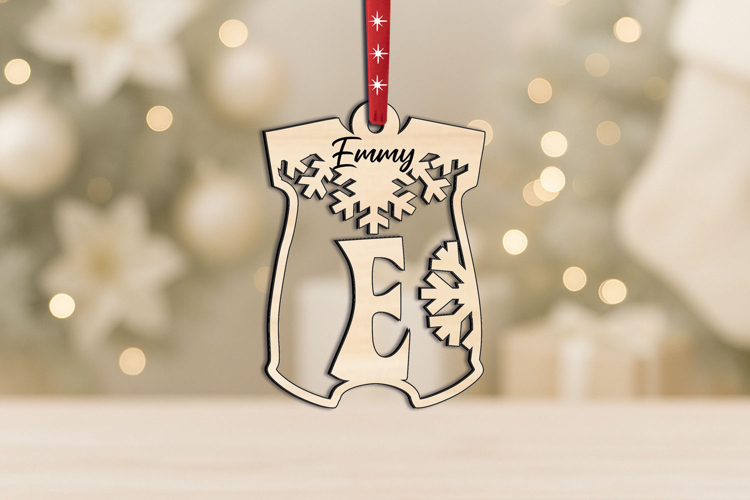 Alphabet SVG Letter E Onesie Laser Christmas Ornament Gift