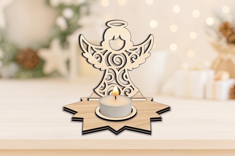 Angel Merry Christmas Candle Holder SVG Laser Holiday Gift