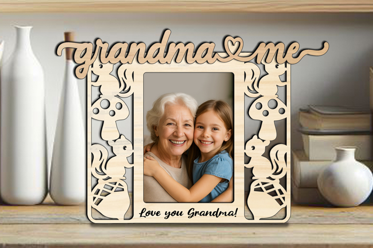 Autumn SVG Grandma and Me Photo Frame Grandkid Squirrel Fall