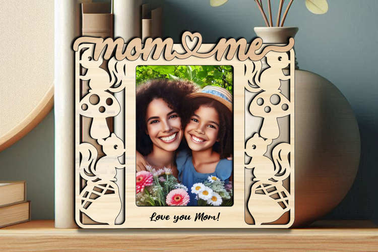 Autumn SVG Mom and Me Frame Photo Acorn Squirrel Laser Fall